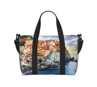 Cinque Terre - Sac de voyage à bandoulière - 41 cm x 29 cm x 15 cm - Fond de chaise - Sac de cabine - Sac de nuit - Sac fourre-tout unisexe, Noir , Taille unique