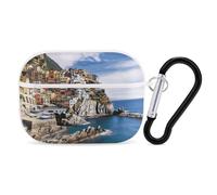 Cinque Terre Scenery Coque rigide pour Airpod Pro Coque de protection complète contre les chutes avec porte-clés compatible avec AirPod Pro 2e/1ère génération, LED avant visible, blanc