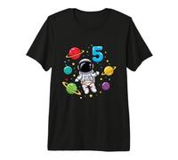 Cinquième Anniversaire Astronaute Planètes 5ème Adorable Espace T-Shirt Haut de Gamme