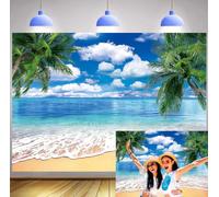 CINRAY Toile de fond d'été pour photographie - 2,1 x 1,5 m - Feuilles de palmier tropicales hawaïennes - Aloha Luau - Décoration de fête - Accessoires de photomaton