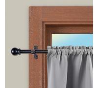 CINTACOR | Barre de Vitrage Extensible Décorative, Tringle à Rideau pour Fenêtre, en Métal avec Vis et Supports, Tringle Réglable | Diamètre 10mm | Couleur: Sphère Noir Or, 50-75cm