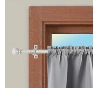 CINTACOR | Barre de Vitrage Extensible Décorative, Tringle à Rideau pour Fenêtre, en Métal avec Vis et Supports, Tringle Réglable | Diamètre 10mm | Couleur: Sphère Blanc Or, 120-215cm