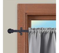 CINTACOR | Barre de Vitrage Extensible Décorative, Tringle à Rideau pour Fenêtre, en Métal avec Vis et Supports, Tringle Réglable | Diamètre 10mm | Couleur: Sphère Noir, 50-75cm