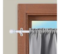 CINTACOR | Barre de Vitrage Extensible Décorative, Tringle à Rideau pour Fenêtre, en Métal avec Vis et Supports, Tringle Réglable | Diamètre 10mm | Couleur: Sphère Blanc, 50-75cm