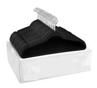 Cintre 10/50pcs Velvet Hanger Heavy Duty Non-Slip Hangers for Coat Pants Wardrobe Space Saving Garment(Black-10pcs)