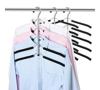 Cintre 5 en 1 Multicouches Cintre en Métal Cintres Multi-Couches et Multifonctions Organisateur avec Antidérapante Éponge pour Jeans Jupes T-Shirts Pantalons Rangement pour Vêtements Garde Robe 3 Pack