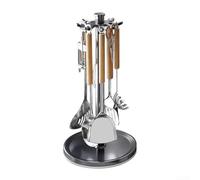 Cintre à ustensiles de cuisine en aluminium avec 8 crochets et design rotatif complet pour un accès facile aux outils de cuisine sur le comptoir (noir)