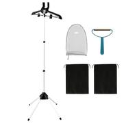 Cintre à vapeur pour vêtements, cintre pliable avec gant de repassage, support pour fer à vapeur avec rotation à 360°, longueur ajustable de 84 à 160 cm, support de séchage portable pour vêtements