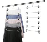 Cintre à vêtements multifonctionnel à 6 couches avec clips pour pantalons et jupes, noir, 1 pièce Taille Unique,2 piècesFer