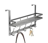 Cintre de porte avec panier et crochets, porte-serviettes robuste en acier au carbone pour vêtements, sacs, clés, peignoirs, manteaux, serviettes, salle de bain, cuisine, came