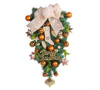 Cintre de porte de Noël, boule jaune à l'envers pour fenêtre, grand nœud décoratif festif en rotin pour porte d'entrée