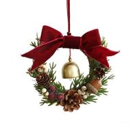 Cintre de porte de Noël doré antique avec deux formes de cloche, fabriqué à partir de métal et de jute, produit des sons joyeux pour les portes, les arbres et les couronnes (F)