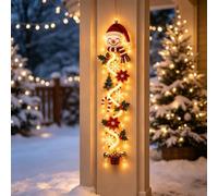 Cintre de porte de Noël lumineux, décorations de porte de Noël | 6 designs lumineux festifs avec une lueur chaleureuse, des détails dimensionnels, un décor vertical peu encombrant(A)