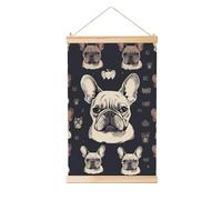 Cintre en bois à suspendre - Poster mural - Impression « I Love French Bulldog » - Œuvre d'art vintage - Peinture murale - Bannière pour décoration d'intérieur - 40,6 x 61 cm