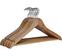 Cintre en bois avec barre porte-pantalon - 50 pièces / naturel - Cintre en bois pour vestiaire