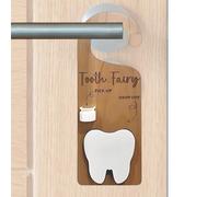 Cintre en bois pour chambre de bébé - Fée à dents avec fente pour argent, collection souvenir - Support de décoration pour chambre d'enfant, garçon, porte