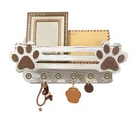 Cintre en bois pour chien | Porte-clés en forme de patte mignonne, étagère flottante en bois à 6 crochets pour entrée intérieure, salon, cuisine, chambre à coucher, appartement, couloir