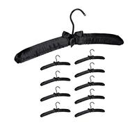 Cintre en Satin, Lot de 10, Cintre rembourré Doux, pour Vestes, Crochet Rotatif 360°, 38 cm, Noeud décoratif, Noir