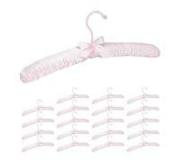 Cintre en Satin, Lot de 20, Cintre rembourré Doux, pour Vestes, Crochet Rotatif 360°, 38 cm, Noeud décoratif, Rose