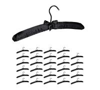 Cintre en Satin, Lot de 30, Cintre rembourré Doux, pour Vestes, Crochet Rotatif 360°, 38 cm, Noeud décoratif, Noir