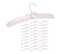 Cintre en Satin, Lot de 30, Cintre rembourré Doux, pour Vestes, Crochet Rotatif 360°, 38 cm, Noeud décoratif, Rose