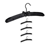 Cintre en Satin, Lot de 5, Cintre rembourré Doux, pour Vestes, Crochet Rotatif 360°, 38 cm, Noeud décoratif, Noir
