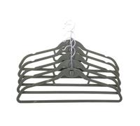 Cintre en velours, lot de 5 cintres porte-cravates, porte-ceintures, cintre à linge, patère, porte-vêtements, cintre, couleur:gris