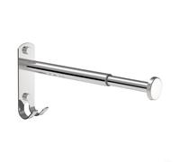 Cintre extensible en acier carbone argenté 215 x 10 cm sans perçage | Tringle extensible sans perçage, acier au carbone argenté, 21,5 x 10 cm, avec crochets pour serviettes, sacs, écharpes