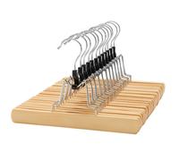 Cintre Jupe en Bois - SONGMICS - Lot de 12 - Antidérapant - Pince Largeur - Marron