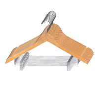 Cintre KADAX en Bois, avec Clips métalliques, Deux encoches, Crochet Rotatif à 360 °, Cintre pour vêtements, Pantalon, Chemise, Jupe, Costume, Cintre pour Veste, antidérapant (12)