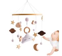 Cintre mobile pour bébé, mobile pour berceau, Mobile de berceau en bois étoiles de lune, Carillon éolien pendentif cloche de lit, jouets mobiles de berceau, mobiles de chambre d'enfant pour garçons et