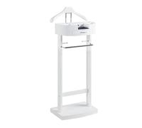 Cintre multifonction silencieux avec étagère à chaussures et boîte de rangement pour hommes avec mât à pantalon pour serviteurs silencieux, facile à assembler, blanc