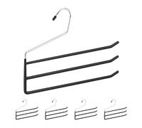 Cintre Multiple antidérapant, Lot de 40, métal, 3 traverses, Pantalon Gain de Place, Cintre Multifonction, Noir