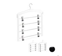 Cintre multiple, lot de 6, en bois, pour robes, pantalons, cintres multifonctions, gain de place, crochet 360°, blanc