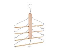 Cintre Multiples avec 4 cintres pour Pantalons, Chemises, Jupes, Lot de 3, Crochet métal, Bois de Lotus, Nature