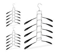 Cintre Multiples, Lot de 6, Cintre Multifonction, Gain Place, Robe Chemise, 5 Support Amovible antidérapant, Noir