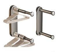 Cintre mural à ventouse avec crochet télescopique réglable pour surfaces lisses dans salle de bain, chambre à coucher, balcon (2 gris)