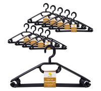 Cintre plastique avec barre de pantalon - noir / paquet de 100 - cintres pour vestesemanden chemisiers avec support pour cawattes et ceintures