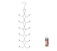 Cintre Porte Foulard, Porte-écharpe à 12 Compartiments Porte-Cravate Crochets pour Garde Robe Rangement Peu Encombrant pour Châles et Accessoires pour éCharpes ChâLes Ceintures Et Cravates（Argent）