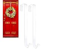 Cintre pour couronne de porte d'entrée - 2 crochets de porte transparents sans trace, organisateur de suspension pour couronnes et décorations | Crochets faciles à installer pour douche, image