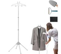 Cintre pour défroisseur, support réglable pour défroisseur à main avec gant de repassage et rasoir à peluches, trépied télescopique, cintre suspendu pour défroisser les vêtements (Gris)