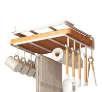 Cintre sous l'armoire : étagère en acier robuste, solution de stockage polyvalente, installation facile, fonction longue queue peu encombrante | Porte-ustensiles pour serviettes, tasses, enci