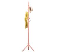 Cintre sur pied en bois de bouleau 8 crochets roses 41x41x176