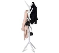 Cintre sur Pied en Bois de Pin 8 Crochets Blanc 58x58x175cm