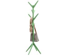 Cintre sur Pied en Bois de Pin 8 Crochets Vert 58x58x175cm