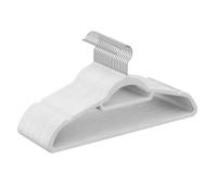 SONGMICS Cintre Velours, Lot de 50, Antiglisse, avec Barre, Crochet Pivotant à 360°, Épaisseur 0,6 cm, Gain de Place, Longueur 43,5 cm, pour Manteau, Robe, Pantalon, Blanc et Argent CRF020W02