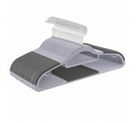 Cintres 30 pièces, cintres en plastique, antidérapant, épaisseur 0,5 cm, Longueur 42 cm, Crochet pivotant à 360° Argent, Gris Clair et Gris foncé