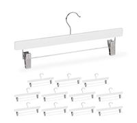 Cintres à Pantalons Bois, Lot de 84, Jupes Pinces Clips, Crochet Rotatif 360°C, 35,5 cm, Blanc