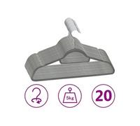 vidaXL Cintres antidérapants Velours – Crochet rotatif 360° – 20 pcs Gris