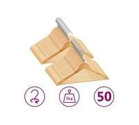 50x Bois Dur Cintres Antidérapants Cintres à Vêtements Rangement Organisateur de Vêtements Crochet Rotatif à 360 Degrés Marron Clair